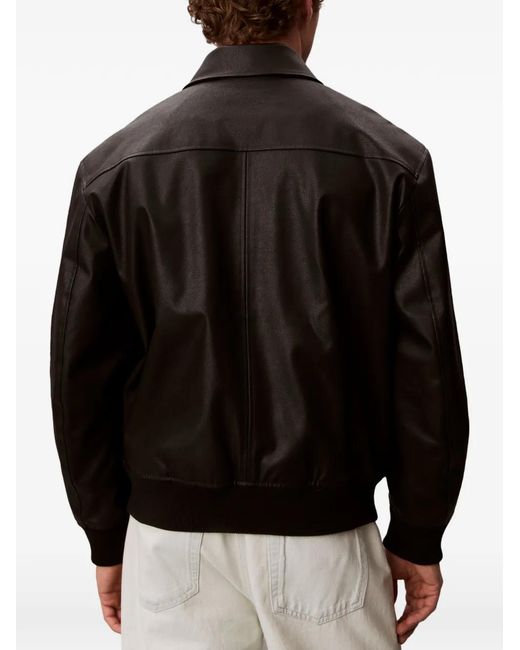 Calvin Klein Black Logo-Embroidered Zip-Up Jacket for men