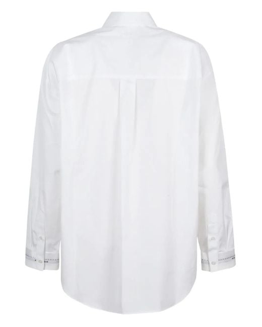 MSGM White Button-Down Regular Cut Shirt With Minimalist Design