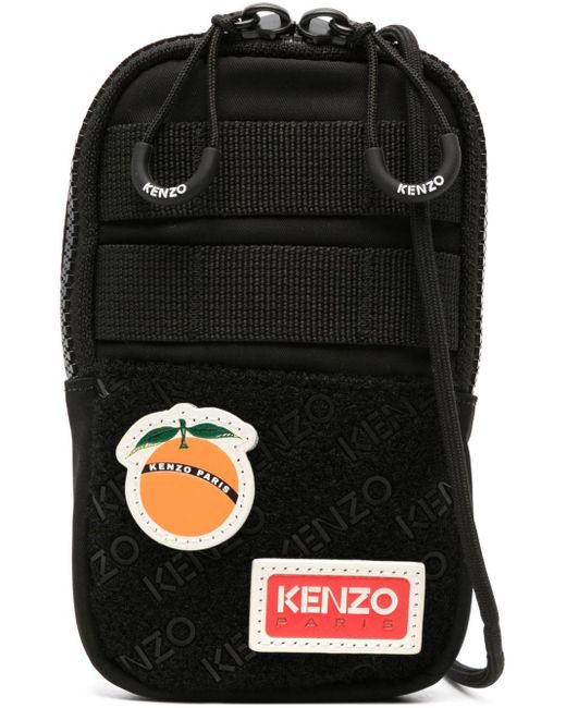 KENZO Black Jungle Zip-up Phone Bag for men