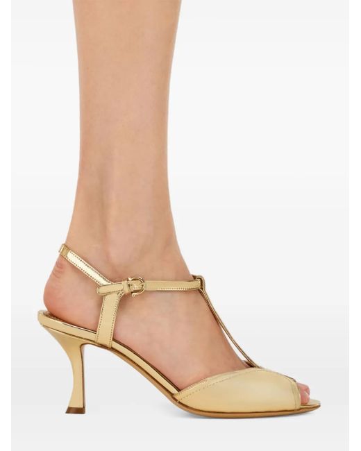 Sandali Con Cinturino A T 70Mm di Ferragamo in Metallic