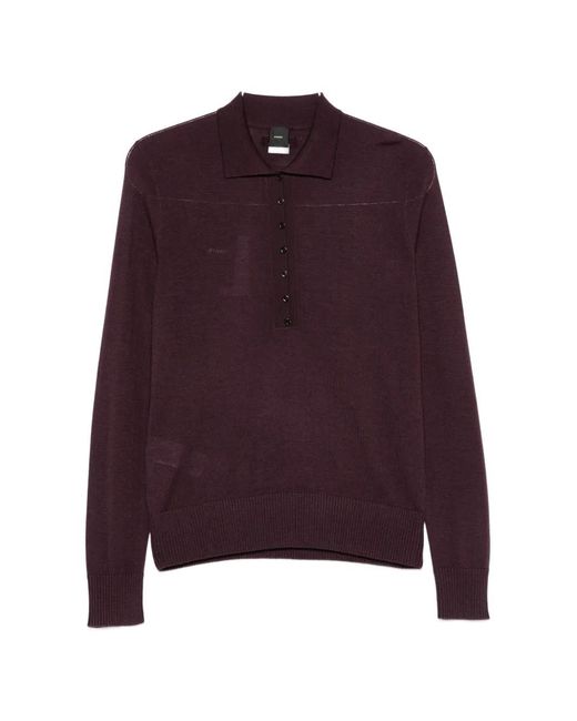 Pinko Purple Vadus Fine-Knit Polo Top