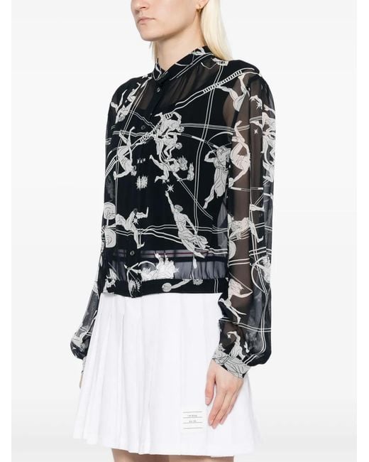 Thom Browne Black Gathered Blouse