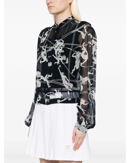 Thom Browne Black Gathered Blouse