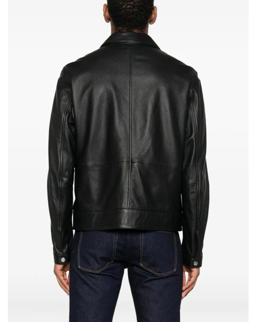 Boss Black Regular-Fit Leather Jacket With Zip Closure for men