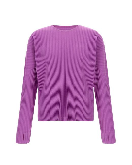 Homme Plissé Issey Miyake Purple Color Pleats 1 Pleated Sweater for men