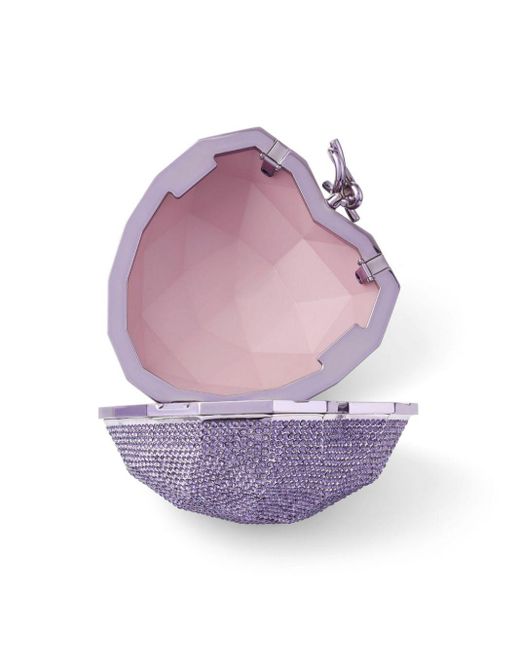 Jimmy Choo Purple Faceted Heart Clutch Bag