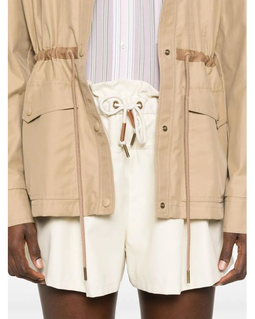 Moncler Natural Shorts With Layered Design And Drawstring On The Front