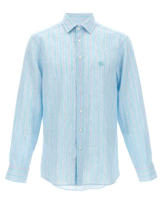 Etro Blue Linen Shirt for men