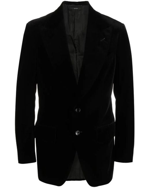 Tom Ford Black Velvet Single-Breasted Blazer for men