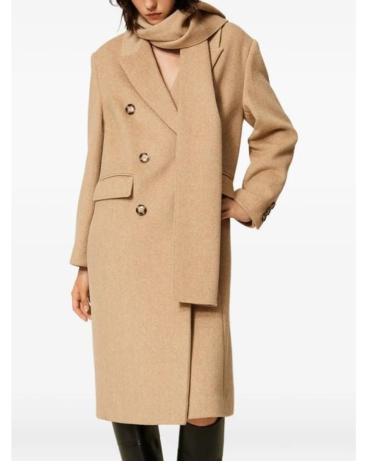 Twinset Natural Velour Wool Cloth Coat