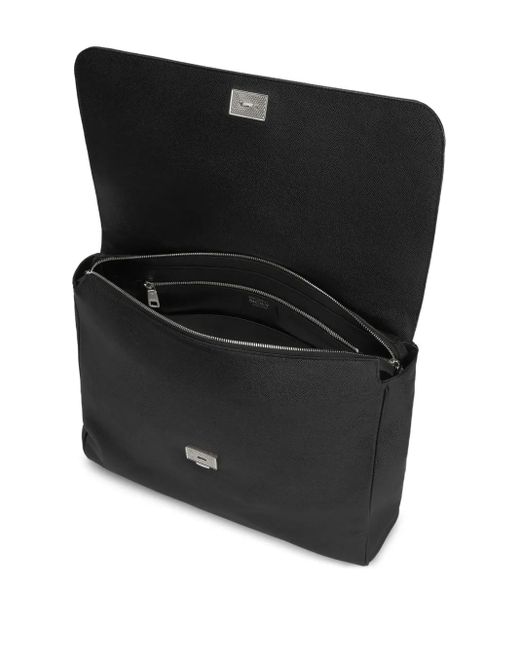 Dolce & Gabbana Black Sicily Leather Shoulder Bag for men