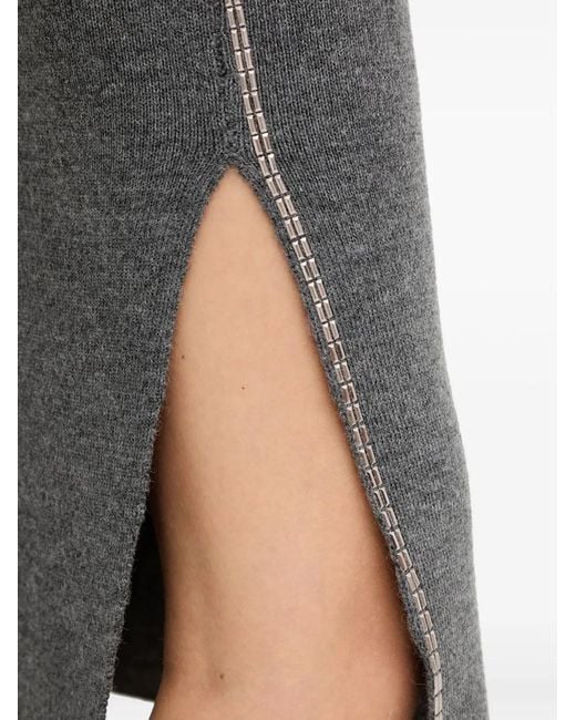 SIMONA CORSELLINI Gray Embellished Midi Skirt