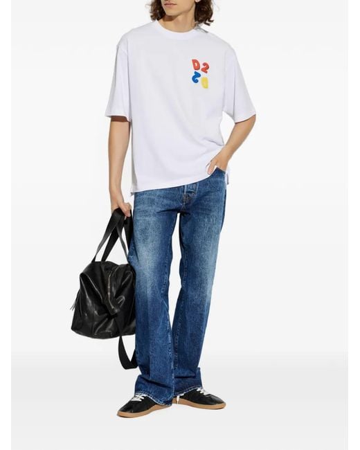 DSquared² White Logo-Patch T-Shirt for men