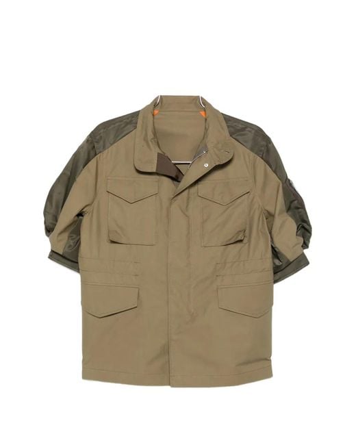 Sacai Gray Panelled Drawstring-Waist Jacket