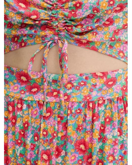 Rip Curl Pink Las Dalias Floral-Print Tiered Maxi Dress