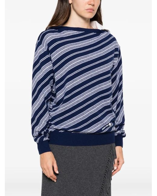 ShuShu/Tong Blue Stripe-Pattern Sweater