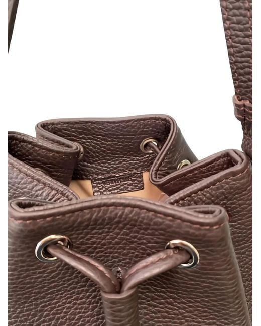 LA ROSE Black Drawstring Satchel Bucket Bag