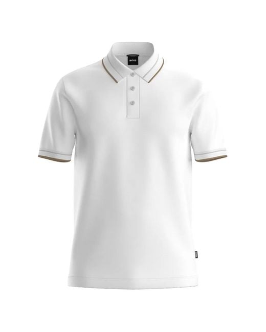 Boss White Slim Fit Polo Shirt for men