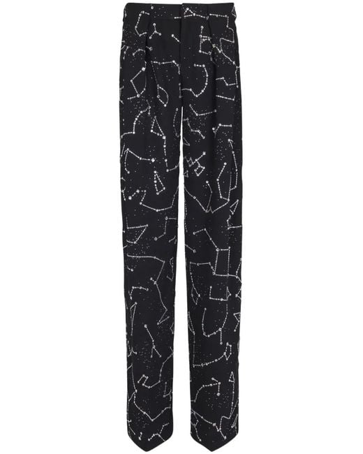 Balmain Black Constellation Embroidered Trousers for men
