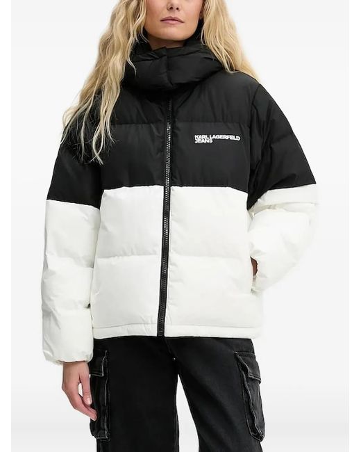 Karl Lagerfeld Black Steppjacke in Colour-Block-Optik