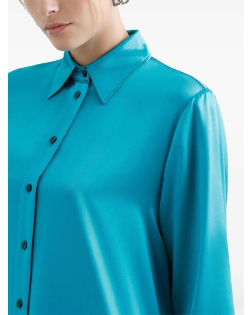 Dolce & Gabbana Blue Satined Shirt Dress