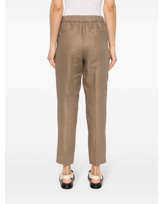 Peserico Natural Linen Tapered-leg Trousers
