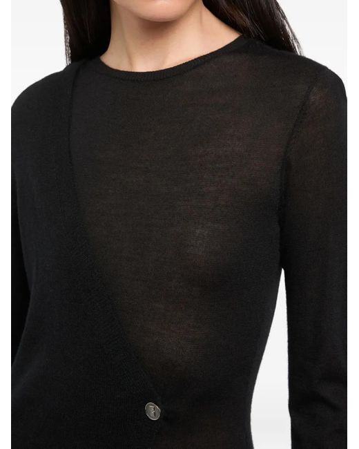 Ports 1961 Black Asymmetrical Buttoned Midi Dress