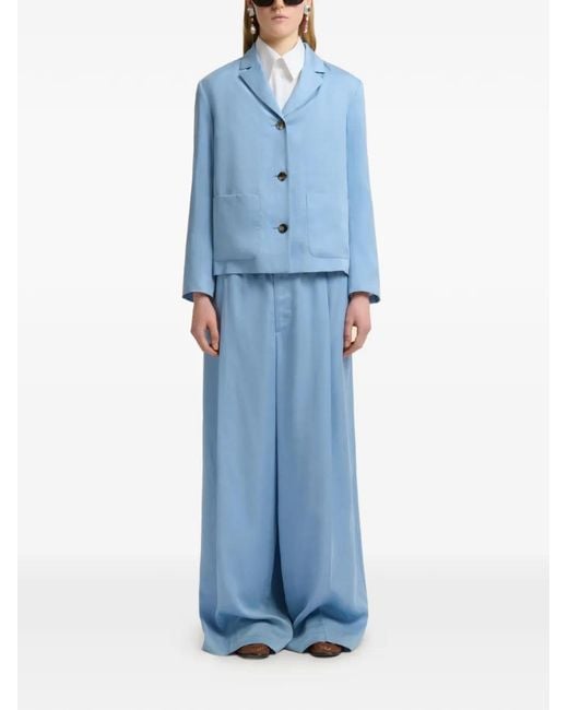 Marni Blue Satin-Finish Single-Breasted Jacket