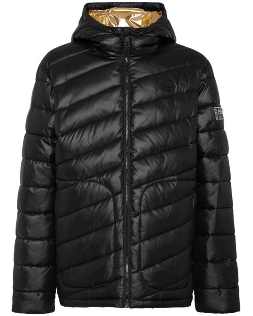 Philipp Plein Black Hooded Puffer Jacket for men