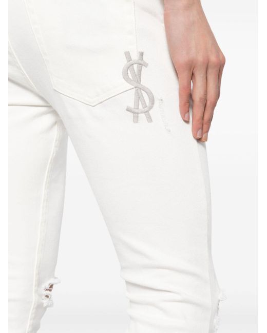Ksubi White Logo-embroidered Skinny Jeans for men