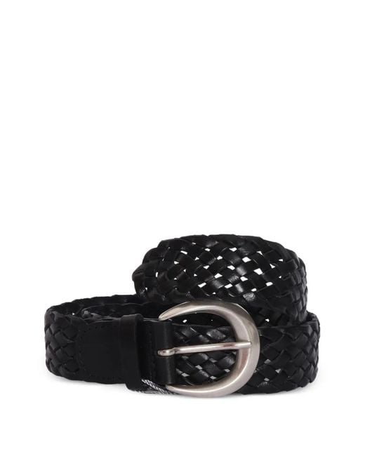 Orciani Black Braided Leather Belt
