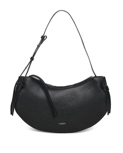 Yuzefi Black Grain-Leather Shoulder Bag