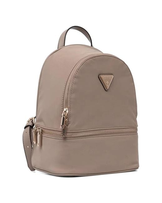 Guess Natural Logo-Plaque Zip-Around Backpack