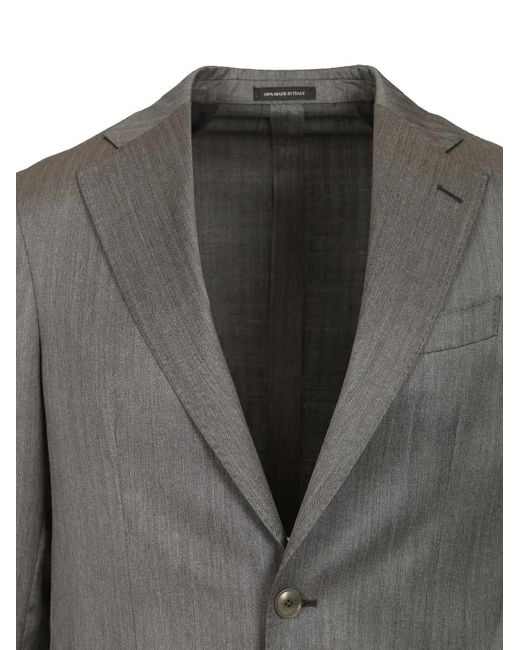 Al Duca D'aosta Gray Costume En Laine À Simple Boutonnage for men