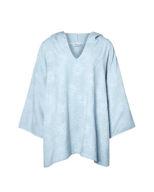 Hunza G Blue Sunny Hooded Poncho