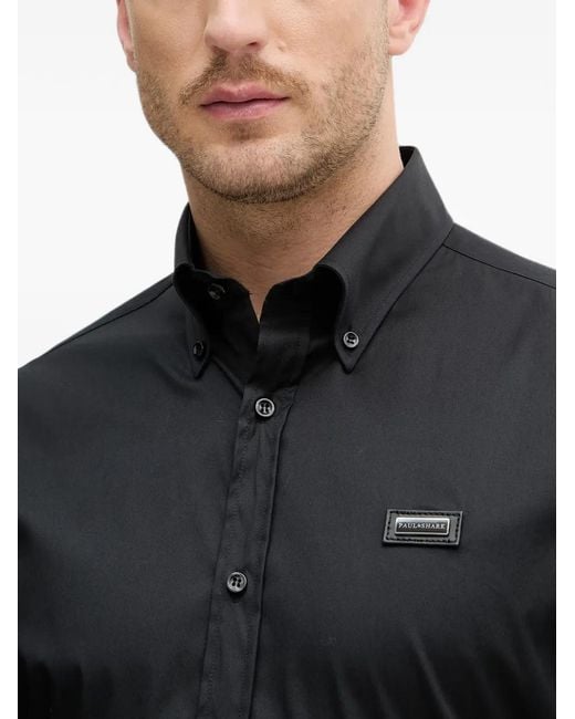 Paul & Shark Black Logo-Patch Shirt for men