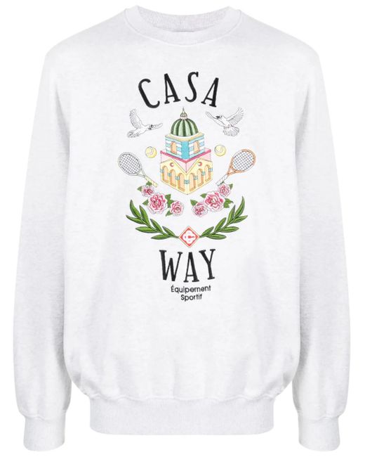 Casablanca Casa Way-Embroidered Cotton Sweatshirt in White für Herren