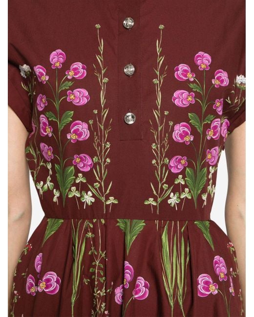 Giambattista Valli Purple Floral-print Shirt Dress