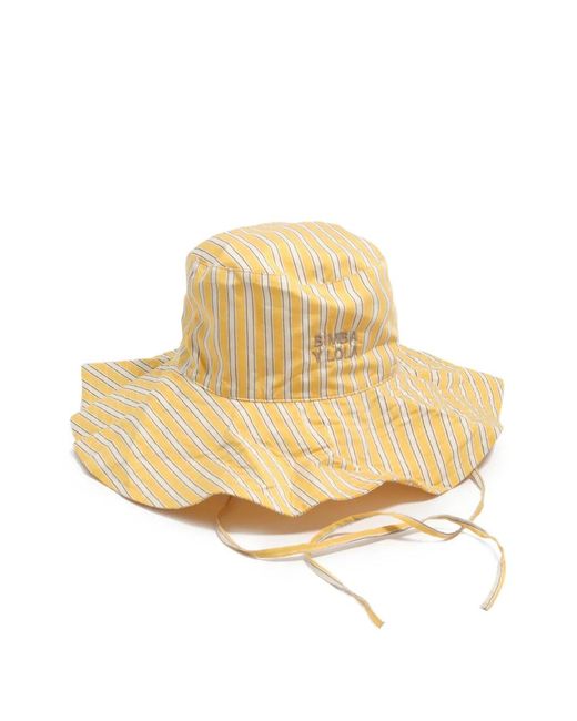 Bimba Y Lola Metallic Logo-Embroidered Striped Hat