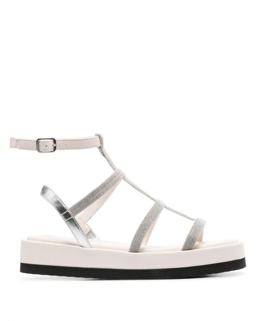 Peserico White Bead-embellished Sandals