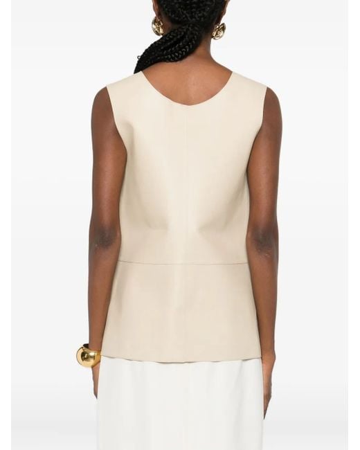 Totême  Natural Scoop-Neck Leather Top