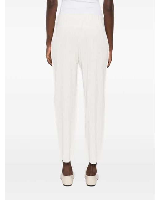 Issey Miyake White Pleated Cropped Trousers