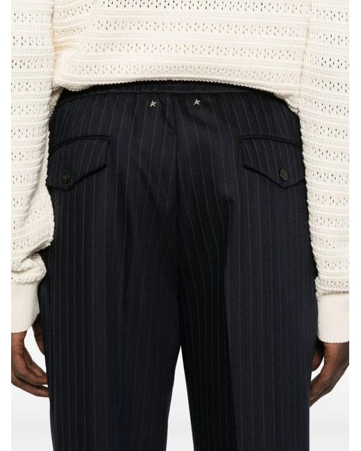 Golden Goose Deluxe Brand Blue Pinstripe Trousers for men