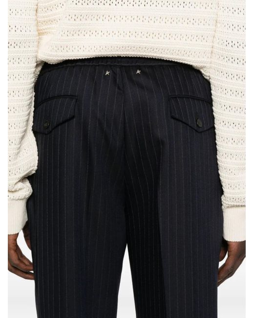 Golden Goose Deluxe Brand Blue Pinstripe Trousers for men