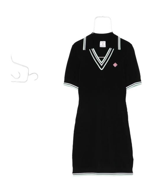 Casablanca Black Ribbed V-neck mini dress