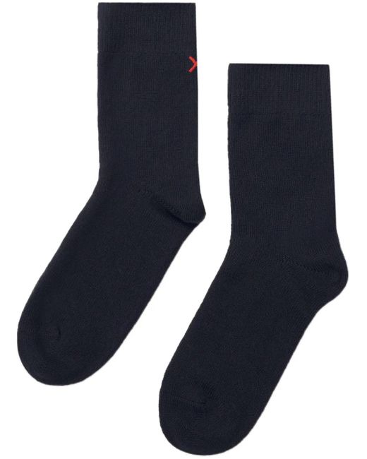 Chinti & Parker Blue Decorative-Stitching Socks