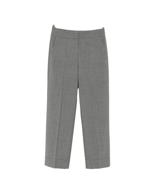 Peserico Gray Pressed-Crease Turned-Up Trousers