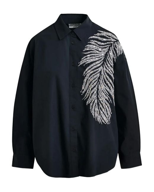 Essentiel Antwerp Blue Iliza Feather-Detail Shirt