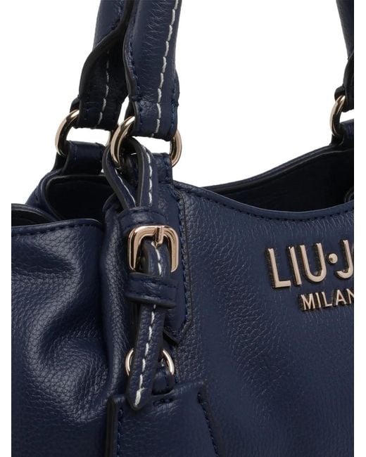 Liu Jo Blue Logo Plaque Zip Tote Bag