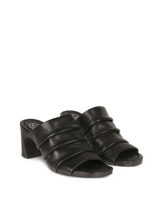 Ash Black Eva Ruched Leather Sandals